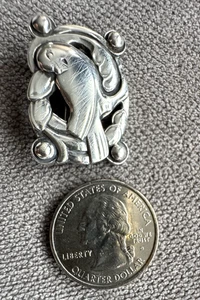 CORO 925 Sterling Silver  Vintage Perched Bird Swirl Motif Brooch Pin NICE - Picture 1 of 18