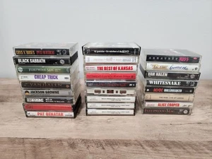 Lot Of 26 Classic Rock Audio Cassette Tapes AC/DC, Black Sabbath, Van Halen Kiss - Picture 1 of 18
