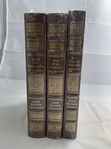 Easton Press Sealed And one signed Set of 3 John McCain Fighting, Faith, Courage - Picture 1 of 4