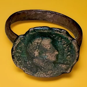 Ancient Roman Bronze coin ring Constantius II FEL TEMP 3rd Century AD - Picture 1 of 2