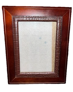 Wood/ Faux Alligator Skin Picture Frame 25cm X 20cm  5”X 7” Picture Clear Glass - Picture 1 of 5