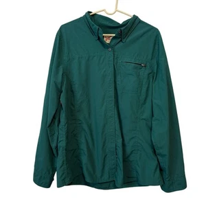 L.L.Bean Womens Green Button-Up Shirt L Regular Long Sleeve Polyester/Nylon - Foto 1 di 4