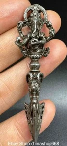 2.4" Antiguo Meteorito Tíbet Ganesh Dragón Sumisión Morzo Phurba Daga Soporte - Imagen 1 de 5
