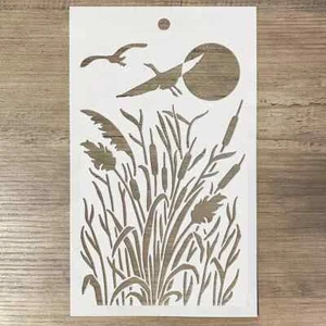 1pc Stencil / Template - 5"x8" (T47) Cattails Reeds Sunset Ducks - Picture 1 of 3