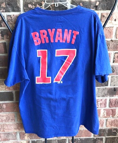MLB Chicago Cubs Kris Bryant 17 Blue Genuine Merchandise T Shirt Men 2XL Cover