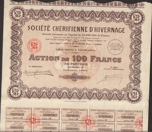 DECO => action: Société Chérifienne d'Hivernage (MAROC) (S) - Picture 1 of 1