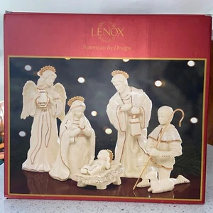 Lenox Innocence Nativity THE HOLY FAMILY 6 PC Set 24 kt Gold trim Jesus Mary NEW - Picture 1 of 8