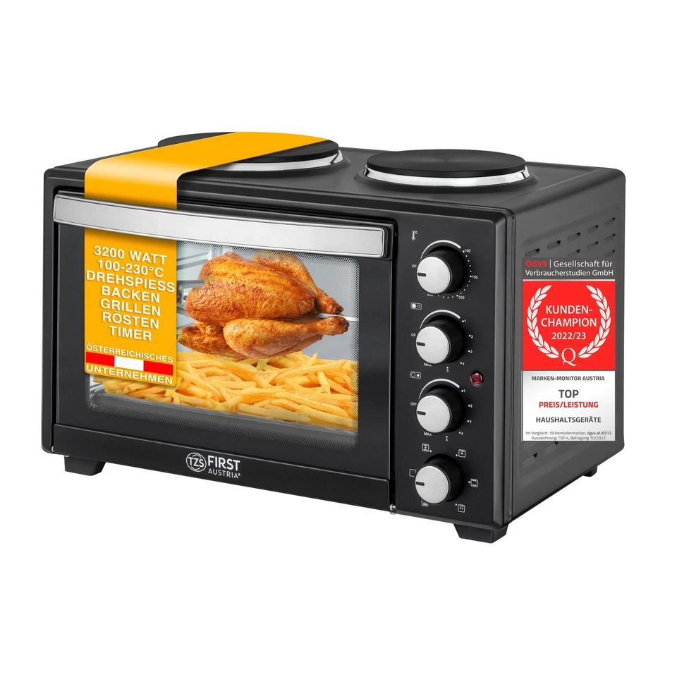 Minibackofen 2in1 mit Kochplatte 30L Umluft Mini Ofen Toastofen Pizzaofen - Bild 1 von 1