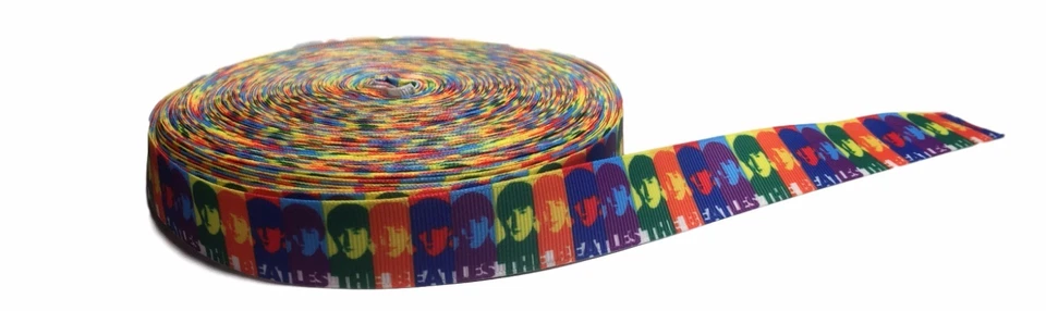 Rock Band Multicolored 1" Repeat Ribbon Sold By The Yard - USA Seller - Image 1 of 1
