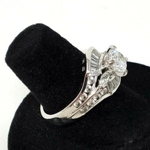 Ring Kostüm Mode formell silberfarben Gr. 7 Strass Krappen Kanalfassung - Bild 1 von 11