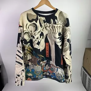 Felpa Default Club da uomo grande AOP Dore ossa secche scheletri Kuniyoshi Death - Foto 1 di 10