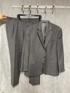 Chaps Suit Men 46L Gray 2B Wool Career Academia 39X32 Pants Ralph Lauren Luxury - Picture 1 of 18
