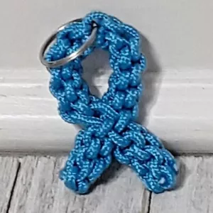 Portachiavi nastro sensibilizzazione blu cancro alla prostata Paracord fatto a mano negli USA - Foto 1 di 2