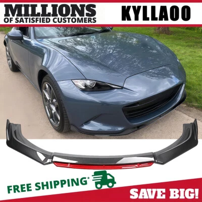 Kit de carrocería de alerón divisor labio parachoques delantero rojo fibra de carbono para Mazda MX-5 Miata Foto 1 de 4