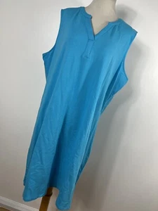 D&Co Denim & Co XL Dress Aqua Blue V Neck Sleeveless Beach Sheath V Neck W1 - Picture 1 of 6
