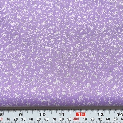Vintage White Florals on Purple Lightweight Chintz? Fabric by the Half Yard - Image 1 of 2