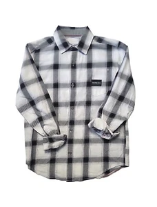 Calvin Klein Boys Windowpane Fade Shirt Size 10-12 - Picture 1 of 1