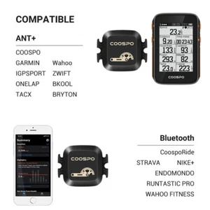 CooSpo BK467 Cadence/Speed Sensor Dual Mode Bluetooth 4.0 ANT+ For Wahoo Garmin - Picture 1 of 6