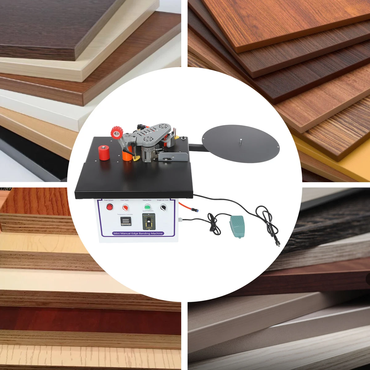 110V Woodworking Edge Bander Machine - Double Glue 19.7 Ft/min Professional