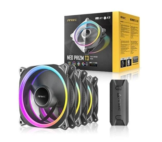 Antec Neo PRIZM T3 120 PWM ARGB  with controller 3 pcs fan -EXPRESS SHIP - Image 1 of 1