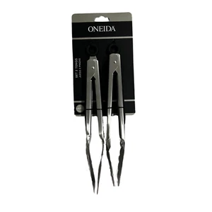 Oneida Set of 2 Tongs - (2) 9 IN Tongs - Kitchen Utensil - Stainless Steel - Picture 1 of 3