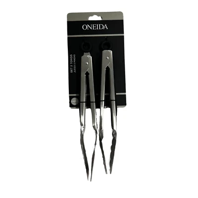 Oneida Set of 2 Tongs - (2) 9 IN Tongs - Kitchen Utensil - Stainless Steel - Image 1 of 3