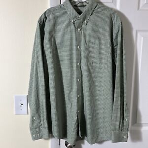 Eddie Bauer Long Sleeve Shirt Mens Sz XL Green/White Check With Front Pocket