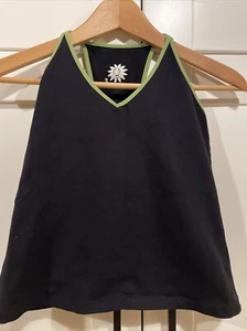 Margarita DAMEN ACTIVEWEAR TANK TOP RACERBACK schwarz grüner Besatz Gänseblümchen GRÖSSE 2 - Bild 1 von 3