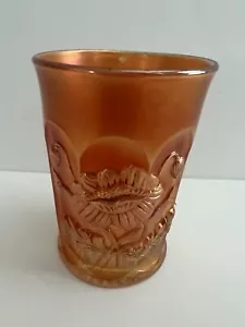 NORTHWOOD ORIENTAL POPPY MARIGOLD CARNIVAL GLASS TUMBLER - Picture 1 of 5