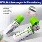 2pcs 1450mAh Batteries USB AA Ni-MH Rechargeable Battery 1.5V Fast Charge Type