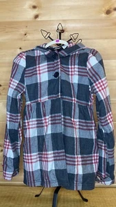 Juniors Roxy Plaid Coat With Hood Size Small - Picture 1 of 5