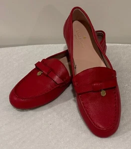 New Kate Spade Women’s Desi Leather Bow Red Loafers Flat Shoes Size 10 - Picture 1 of 5