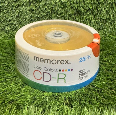 Memorex Cool Colors CDR 25PK 52X 700MB 80 min Blank Recordable CDs New - Image 1 of 2
