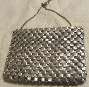 Borsa vintage piccola maglia tono argento Y&S catena lunga striscia 9x6,5" CARINA - Foto 1 di 3