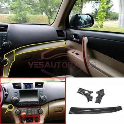 ABS Carbon Fiber Middle Dashboard Strip Trim 3pc For Toyota Highlander 2008~2013 - Изображение 1 из 4