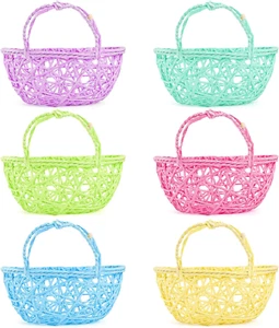 6 Pcs Easter Egg Baskets - Handmade 6 Colors Easter Baskets for Easter Theme Gar - Picture 1 of 12