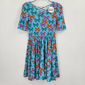 Dot Dot Smile Girl's Ballerina Skater Dress sz 5-6 NWT Short Sleeve BLUE BOWS - Picture 1 of 7