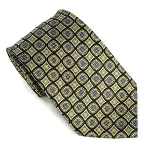 Corbata de seda geométrica Siena Collezione dorada azul negra 60" - Imagen 1 de 6