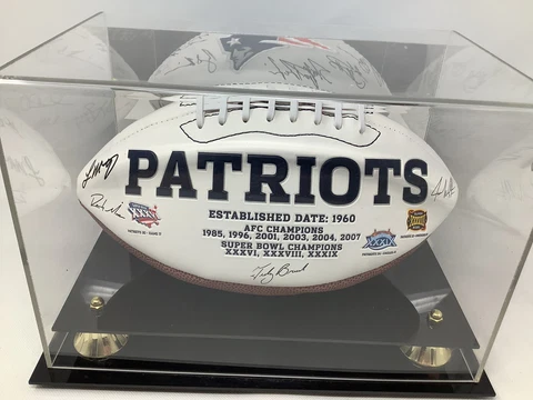 New England Patriots Super Bowls AFC championship commemorative ball with case Cover