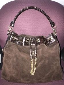 Cole Haan Women's Lily H06 Brown Suede Leather Trim Hobo Bag Purse - Picture 1 of 10