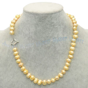 Multicolor 8-10mm Side Hole Freshwater Baroque Pearl Beaded Necklaces 16-56'' - Picture 1 of 21