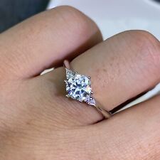 1Ct D-color Round Moissanite S925 Sterling Silver Gold Plated Classic Ring #58
