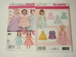 Lot 2 Simplicity Elaine Heigl 18” Doll Clothes Pattern 1135 3547 UNCUT FF - Picture 1 of 6