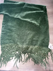 WOMENS solid dark green WINTER SCARF OUTSIDE ADDITION STANHERMAN 78 x 25 inch - Picture 1 of 2