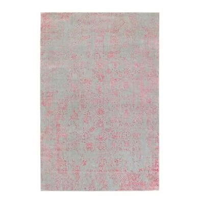 6'x9' Pink Hand Loomed Jacquard Wool and Art Silk All Over Design Rug R58599 - Image 1 of 4