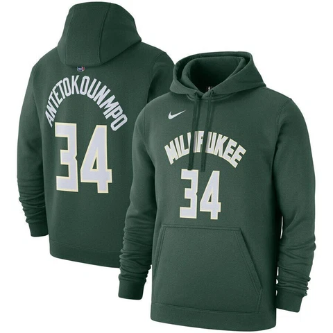 New Giannis Antetokounmpo Milwaukee Bucks Nike Name & Number Hoodie Men's Large Cover