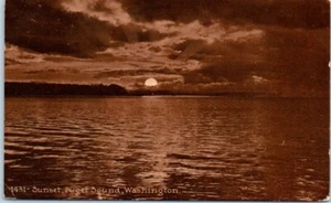SUNSET on the PUGET SOUND Seattle, Washington WA - Postal - Imagen 1 de 2