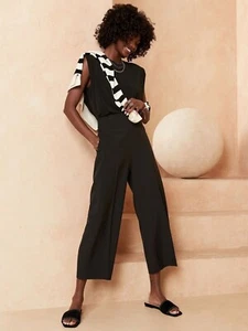 Banana Republic High Rise Easy Crop Wide Leg Pants Black Y2k Size 18 RT$100 - Picture 1 of 4