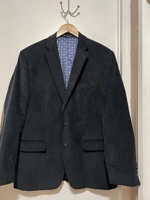 Ralph Lauren Black Label Suede Elbow Patch Black Corduroy Blazer Jacket 42R - image 1 of 4