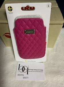 New Krusell Avenyn Leather Look Mobile Pouch Case Cover Cerise x 8 - Picture 1 of 5